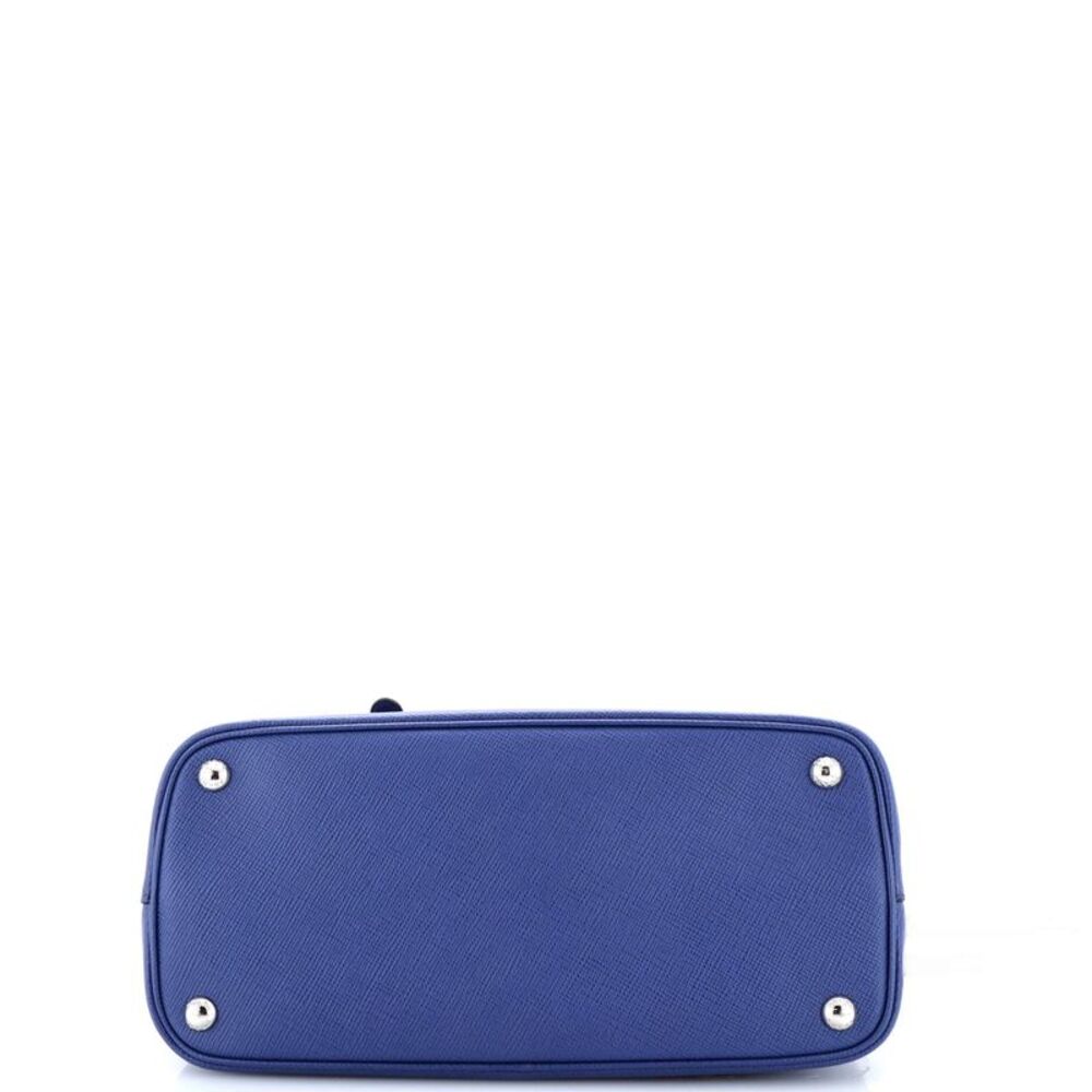 Prada Belted Strap Cuir Double Tote Saffiano Leather Small Blue - Picture 4 of 6